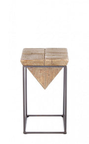 Tabouret en acier avec assise en bois de sapin PRISMY 25,5x25,5x h46 cm