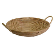 Panier en jonc naturel avec poignées rondes cmø30xh7x30