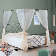 Lit double en fer avec baldaquin SOSPIRO Noir 166x208x h210cm