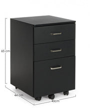 Commode de bureau en MDF avec trois tiroirs Noir NADIR 40x44x h65 cm