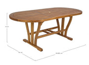 Table d'extérieur extensible ovale en bois d'acacia 150 - 200x90x h74 cm