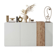 Meuble bas avec 3 portes blanc brillant chêne Kadiz L.181 x H.86 x P.44 cm