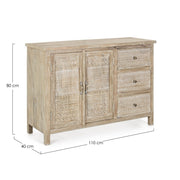 Buffet 2 portes 3 tiroirs Mayra 110x40x80h cm