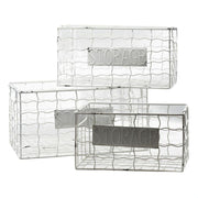 Corbeille rectangulaire en métal blanc 1-3 cm40x28h20