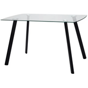 Table fixe Maura noire avec plateau en verre et pieds en métal 130x75x76