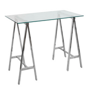 Alchimia Chrome bureau moderne avec plateau en verre 140x70x76h cm