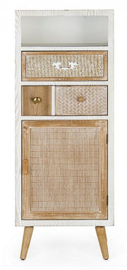 Armoire 1 porte 2 tiroirs Eloise en bois naturel cm 48x35x121h
