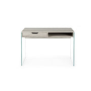Design Bureau en bois naturel Armos 1 tiroir et pattes en verre 110x55x 76h cm