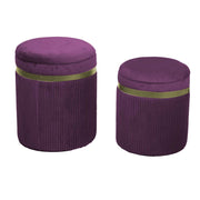 Pouf velours violet 1-2 rond cm ø39h49