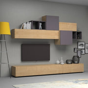 Mur équipé à deux projecteurs cinq unités murales Glizzo Black Anthracite Tromen 260x42X H195 cm