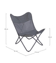 Fauteuil papillon camping gabicce gris 77,5x81x89h cm