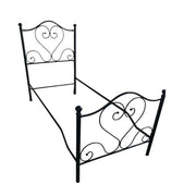Lit simple en fer forgé avec pied de lit Black Gold PAPAVERO 90x201x h126 cm