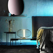 Table à LED lampe à abri en acier noir poli 50x50xh. 29 cm