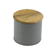 Pot en métal avec bouchon en bois gris cmø15h14
