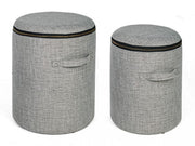Set 2 Pouf en tissu avec bac RADMILA Gris
