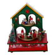 Boîte à musique en bois maison verte cm12x17h22