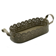Plateau ovale en métal gris tourterelle cm39x14h6/6.5