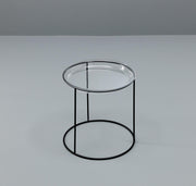 Table basse avec plateau en verre trempé et base noire 40x40 cm