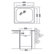 Évier de cuisine à encastrer 1 bac en inox satiné 40x50 cm (N20535)