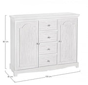 Buffet en MDF deux portes quatre tiroirs Bianca BLANC 100x40x h80 cm