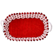 Panier en osier rouge ovale cm45x35h12
