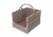 Cloe panier droit en bois avec doublure en jute cm50x38h33-47