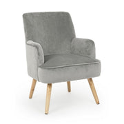 Fauteuil de salon vintage en velours gris ADELINE 60x67x h79 cm