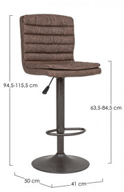 Tabouret de bar vintage simili cuir marron Connor 41 x 50 x 94,5 cm
