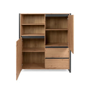 Buffet haut tiroirs compartiment ouvert quecia profils antacite cm 120 x 40 x 140 h