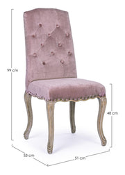 Chaise classique en bois velours rose Diva 51 x 53 x 99 cm