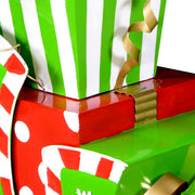 Traîneau en métal avec des cadeaux verts cm26x51h115