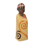 Statue en céramique enfant afrique jaune cm8x8h26,5