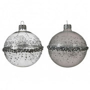 Boule de Noël en verre transparent pailleté assorti 8 cm pc 1