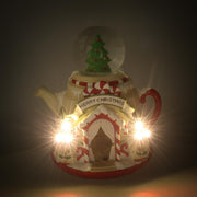 Théière en résine led avec boule en verre rouge cm25x22x28