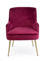 Fauteuil moderne en velours bordeaux Clelia