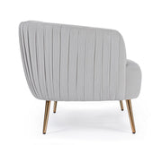 Canapé 2 places effet velours gris clair Linsay cm 129