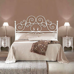 Lit double avec tête de lit blanc avec récipient 170x202xh.135 cm