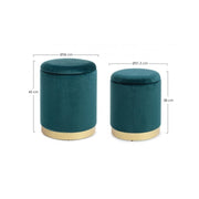 Lot de 2 Poufs en velours avec bac Bleu POLINA