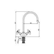 Tapeur de mélangeur douloureux pour Lavello Kitchen Chrome Finish H.30.7x18,5 cm
