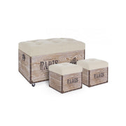 Ensemble 3 poufs en MDF Beige TAVEL PARIS