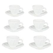 Service de tasses à café 6 pièces Amleto blanc avec soucoupe 7,5x7,5x4