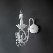 Applique fer blanc Shabby strass damassé une lumière 25x h28 cm