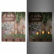 Cintre en bois 3 places avec fleurs led cm40x50x1,8