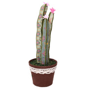 Cactus en tissu avec fleur verte ronde cmø14h41