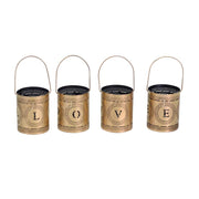 Bougeoir Love en métal doré noir 4 pièces 1p cmø8h10