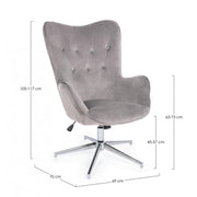 Fauteuil contemporain Farida en velours gris