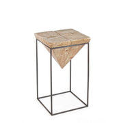 Tabouret en acier avec assise en bois de sapin PRISMY 31x31xh.55 cm