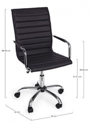 Fauteuil de bureau PERTH noir, accoudoirs réglables en hauteur et roulettes en simili cuir