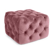 Pouf Evan en velours Blush matelassé