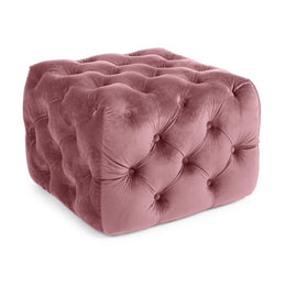 Pouf Evan en velours Blush matelassé